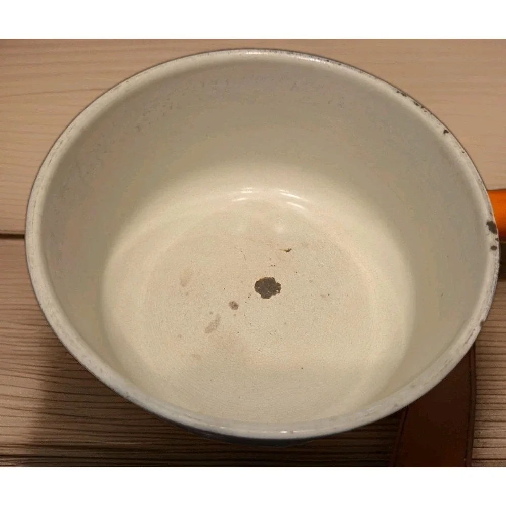VTG Descoware 7-C 18 N R Flame Orange Enamel Cast Iron Sauce Pan Pot Belgium
